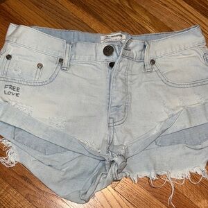 One Teaspoon Light Blue Jean Shorts